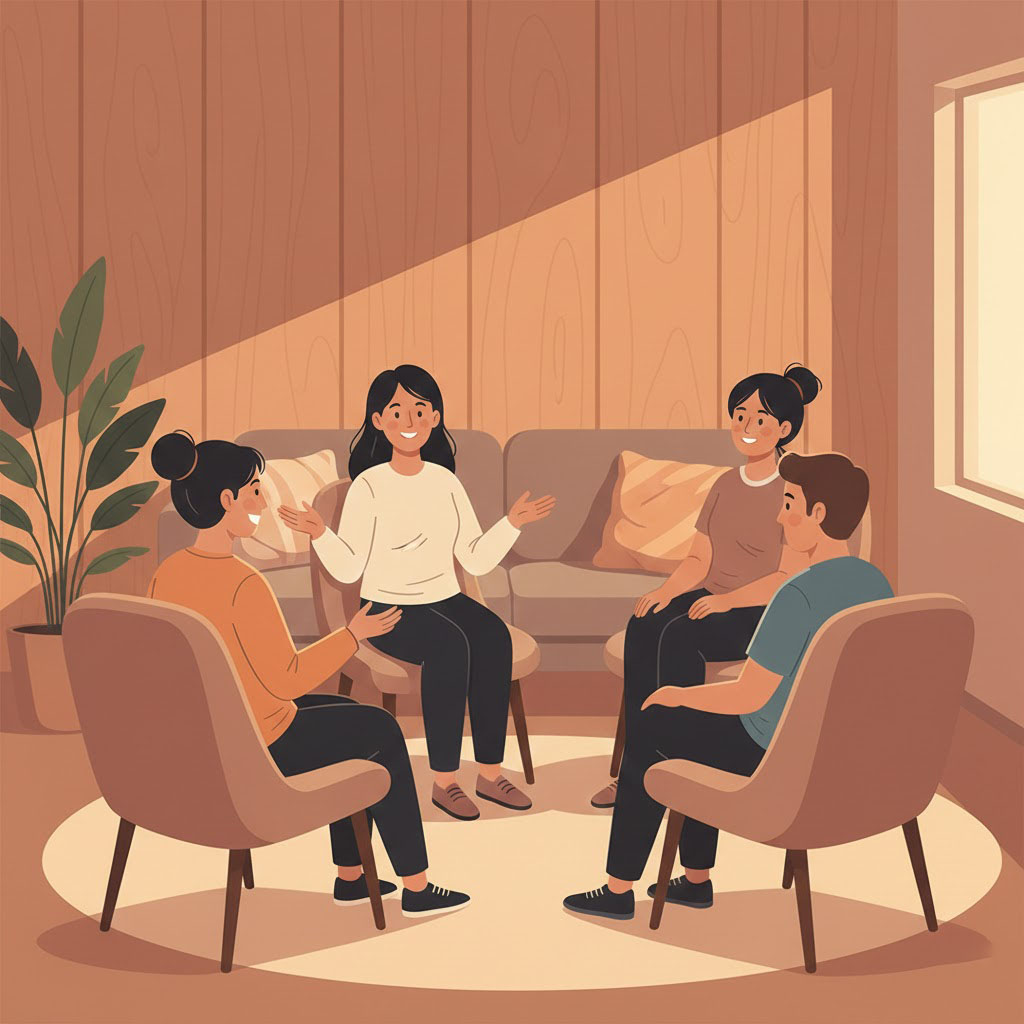 A team in a safe, open discussion