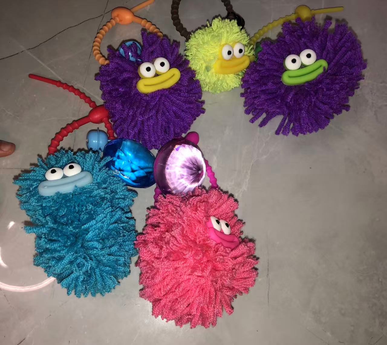 All completed pompom charms together